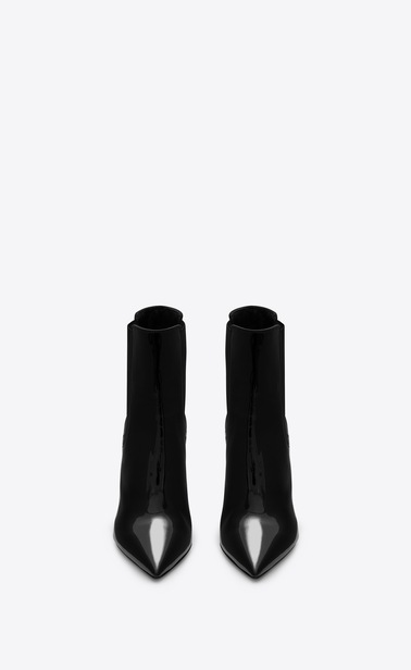 OPYUM 110 Stiefelette aus schwarzem Lackleder und silberfarbenem Metall